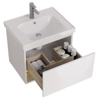 Товар: Тумба PERFECTO, 60 см, подвесная, 1 ящик, push-to-open, белый глянец - фото 16 Тумба PERFECTO, 60 см, подвесная, 1 ящик, push-to-open, белый глянец — фото 16, Тумбы под раковину