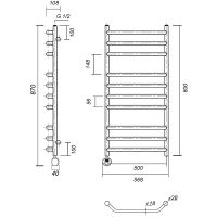 Электрический полотенцесушитель Domoterm Лаура П10 500x800 АБР EL Античная бронза — фото 2, Электрические полотенцесушители