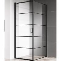 Душевой уголок AQUAme 80x80 L AQM5215-LH-8 профиль Черный матовый стекло прозрачное — фото 1, Квадратные душевые уголки