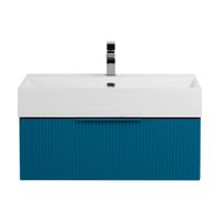 Тумба подвесная под раковину с выдвижным ящиком CEZARES PREMIUM 55418 Plisse Blu petrolio — фото 1, Тумбы под раковину
