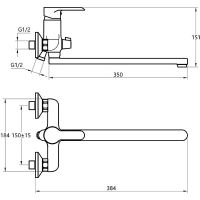 Смеситель для ванны Melodia della vita Metallica MDV35541 универсальный Хром — фото 2, Смеситель для ванны
