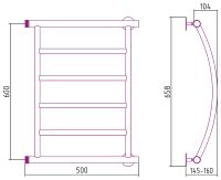 Водяной полотенцесушитель Сунержа Стилье Минор 600х500 00602-6050 Хром — фото 2, Водяные полотенцесушители