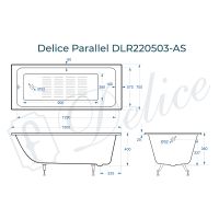 Чугунная ванна Delice Parallel 150x70 DLR220503-AS без отверстий под ручки с антискользящим покрытие — фото 2, Чугунные ванны
