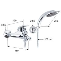 Смеситель для ванны Remer Ten T02 Хром — фото 2, Для душа и ванны