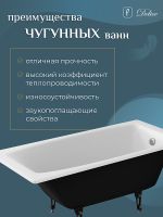 Чугунная ванна Delice Repos 170x70 DLR220508RB с черными матовыми ручками без антискользящего покрыт — фото 8, Чугунные ванны