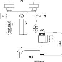 Смеситель для ванны Swedbe Hermes 9043 с термостатом Хром — фото 3, Смеситель для ванны