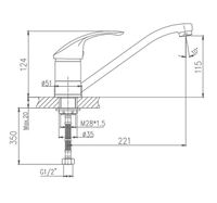 Смеситель для кухни Haiba HB4921 Хром — фото 2, Смесители для кухни