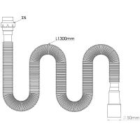 Гибкая труба Nova 1345 с гайкой 1 1/2 1300 мм, выход d40/50 мм с конусной прокладкой — фото 2, Гофры и отводы