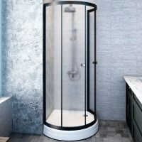 Душевой уголок Radomir Стронг 90x90 1-03-6-0-0-1801 профиль Черный стекло матовое — фото 1, Полукруглые душевые уголки