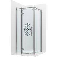 Душевой уголок Ambassador Royal 100x100 18015107-L профиль Хром стекло прозрачное с рисунком — фото 1, Душевые уголки
