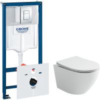 Комплект унитаза Ceramicanova Uno Rimless CN11001 с инсталляцией Grohe Rapid SL 38775001 с сиденьем  — фото 1, Комплекты унитаз + инсталляция