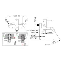 Смеситель для ванны Remer X-Style X05BG Золото брашированное — фото 2, Смеситель для ванны