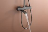 Душевая система Raglo R22.26.09 с термостатом Графит матовый — фото 22, Душевые стойки