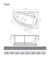 Акриловая ванна Relisan Zoya 140x90 R Гл000001248 без гидромассажа — фото 5, Акриловые ванны