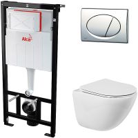 Комплект унитаза BelBagno Amanda BB051CHR+BB051SC с инсталляцией Alcaplast Sadromodul AM101/1120-3:1 — фото 1, Комплекты унитаз + инсталляция