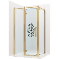 Душевой уголок Ambassador Royal 120x80 18015310-L профиль Золото стекло прозрачное с рисунком — фото 1, Душевые уголки