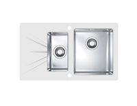 Мойка для кухни KARAT 20 белый 860X500 1+1/2 левая в комплекте с сифоном 1092272, — фото 1, Кухонные мойки