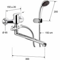 Смеситель для ванны Remer Kiss универсальный Хром арт-K4930330DEVVT — фото 2, Смеситель для ванны