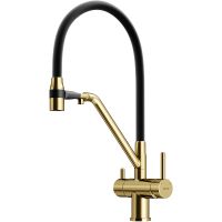 Смеситель для кухни Sancos Dora SC4003BG Золото брашированное Черный — фото 1, Смесители для кухни