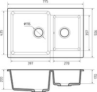Товар: GRANFEST Мойка PRACTIK 780K 2 чаши 780*510мм топаз арт.GF- - фото 3 GRANFEST Мойка PRACTIK 780K 2 чаши 780*510мм топаз арт.GF- — фото 3, Кухонные мойки