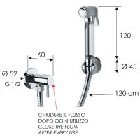 Гигиенический душ с запорным вентилем Remer 332REZ Хром — фото 2, Гигиенические души
