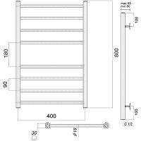 Водяной полотенцесушитель Domoterm Куба П8 400x800 Хром арт-КубаП8400x800 — фото 2, Водяные полотенцесушители