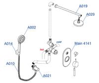 A14129 Встраиваемый комплект для душа с верхней душевой насадкой и лейкой — фото 3, Встраиваемые душевые комплекты