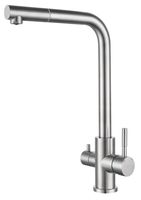 GRANFEST QUARZ Смеситель для кухни Г-обр. с краном питьевой воды D-35мм нержавейка арт. GF- — фото 1, Смесители для кухни