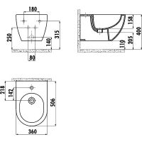 Биде Creavit Free FE510-00MB00E-0000 подвесное Белое матовое — фото 2, Биде подвесные