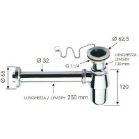 Сифон для раковины Remer 973Z114 Хром — фото 2, Сифоны для раковины