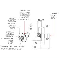 Смеситель для душа Remer Minimal Thermo NT30VO с термостатом Медь — фото 2, Смеситель для душа