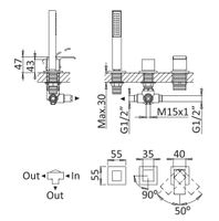 Смеситель на борт ванны CEZARES PORTA-BVDM3-SS — фото 1, Смесители на борт ванны
