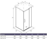Душевой уголок Alex Baitler 90x90 AB244-90 профиль Хром стекло тонированное — фото 3, Квадратные душевые уголки