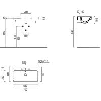 Раковина GSI Nubes 70 9687111 Белая — фото 3, Раковины
