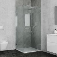 Душевой уголок Ambassador Abner 90x90 10011101R профиль Хром стекло прозрачное — фото 11, Квадратные душевые уголки