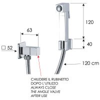 Гигиенический душ с запорным вентилем Remer 332RES Хром — фото 2, Гигиенические души