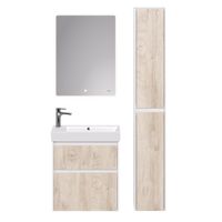 Тумба SLIM, 65 см, подвесная/напольная, 2 ящика, белый глянец / дуб кантри — фото 11, Тумбы под раковину