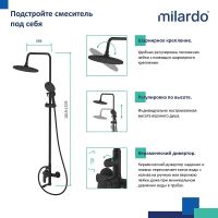 Товар: Душевая система Milardo Rora RORBL4FM06 Черная матовая - фото 7 Душевая система Milardo Rora RORBL4FM06 Черная матовая — фото 7, Душевые системы