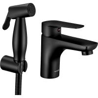 Смеситель для раковины Swedbe Mars 1760B с гигиеническим душем Черный матовый — фото 6, Смесители для раковины