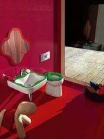 Раковина Laufen Flora Kids 45 8.1503.1.072.104.1 Белая Зеленая — фото 3, Раковины подвесные