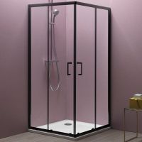 Душевой уголок Kolpa San Eco Quat TKK 80x80 515230 профиль Черный стекло прозрачное — фото 1, Квадратные душевые уголки
