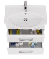 Тумба ALDA, 65 см , подвесная/напольная, 2 ящика. белый глянец, под ум. Лагуна 65 — фото 7, Тумбы под раковину