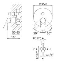 Встраиваемый смеситель для душа CEZARES NAUTIC-VDIM-BIO — фото 2, Смеситель для душа