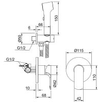Гигиенический душ со смесителем Raglo Хром арт-R03.53 — фото 2, Гигиенические души