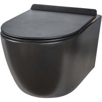 Унитаз Creto Logan L1 1001-002-L1BLMAT подвесной Черный матовый с сиденьем Микролифт — фото 1, Подвесные унитазы