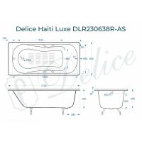 Чугунная ванна Delice Haiti Luxe 170x80 DLR230638R-AS с отверстиями под ручки с антискользящим покры — фото 2, Чугунные ванны