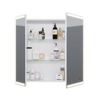 Шкаф зеркальный POINT, 80 см, 2 дверцы, 2 стеклянные полки, инфракрасный выключатель, LED-подстветка — фото 8, Шкафы для ванной