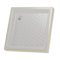 Душевой поддон  90*90*10 RGW CR-099-WG Белый с золотой линией/Квадрат Ø 60 мм Керамический — фото 1, Керамические душевые поддоны