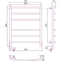 Электрический полотенцесушитель Сунержа Галант 2.0 800x600 L 31-5200-8060 Черный матовый — фото 2, Электрические полотенцесушители
