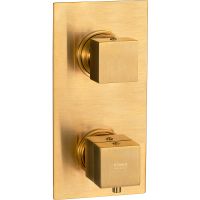 Смеситель для душа Remer Qubica Thermo QT92KBBG с термостатом Золото брашированное — фото 1, Смеситель для душа